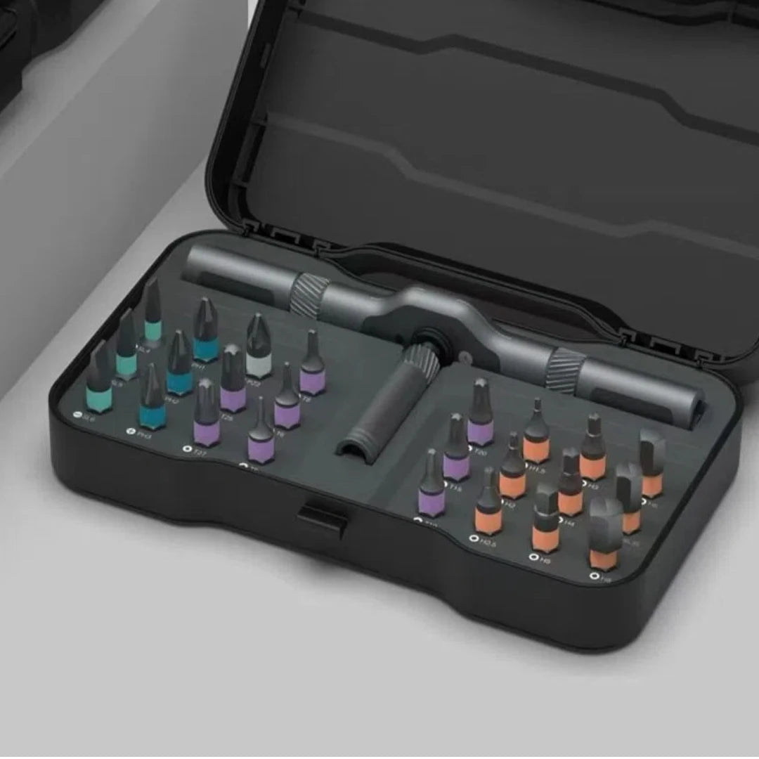 Jeu de Tournevis à Cliquet 24-en-1 (Duka RS1) : Embouts Acier S2 & Manche Modulaire Aluminium