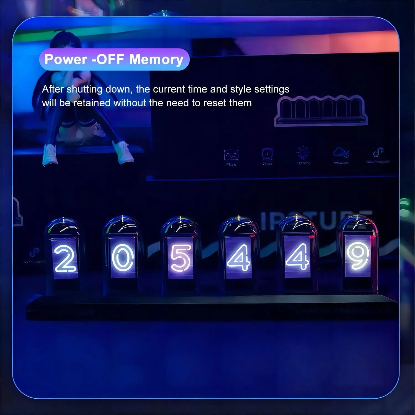 Horloge de Bureau Rétro-Futuriste : Affichage IPS Personnalisable sous Verre de Quartz