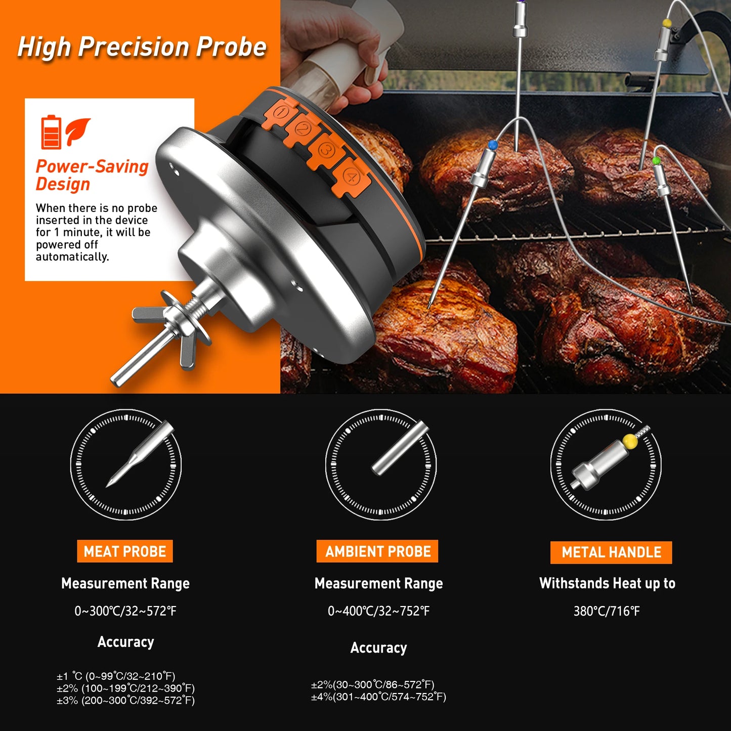 Sonde de Cuisson Intelligente Sans Fil : barbecue, gril, four, fumeur