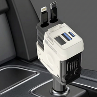 Chargeur Allume-Cigare 4-en-1 Rétractable (120W) : Station de Charge Rapide avec Câbles Intégrés & Voltmètre