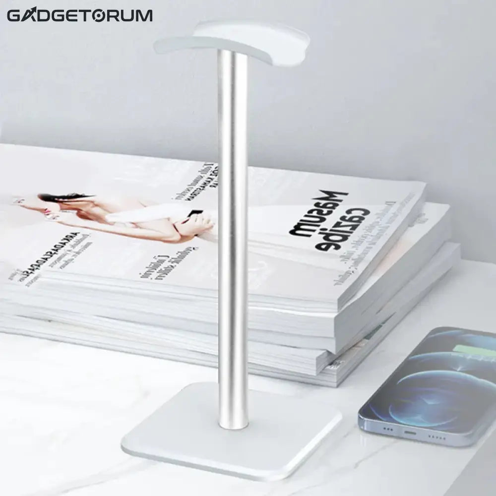 AluStand Pro – Support de Casque Universel en Aluminium Blanc