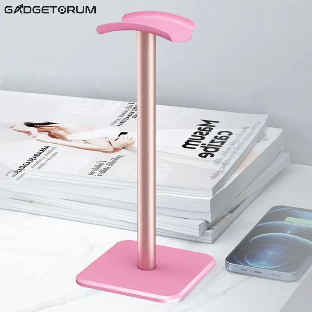 AluStand Pro – Support de Casque Universel en Aluminium Rose