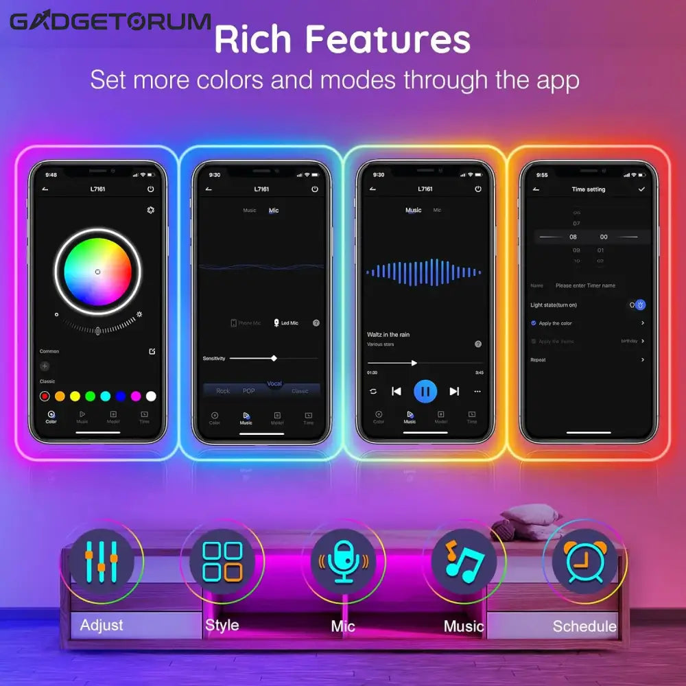 Corde Lumineuse LED Néon Flexible RGB – Éclairage d’Ambiance Multimode avec Télécommande & Application (IP65)