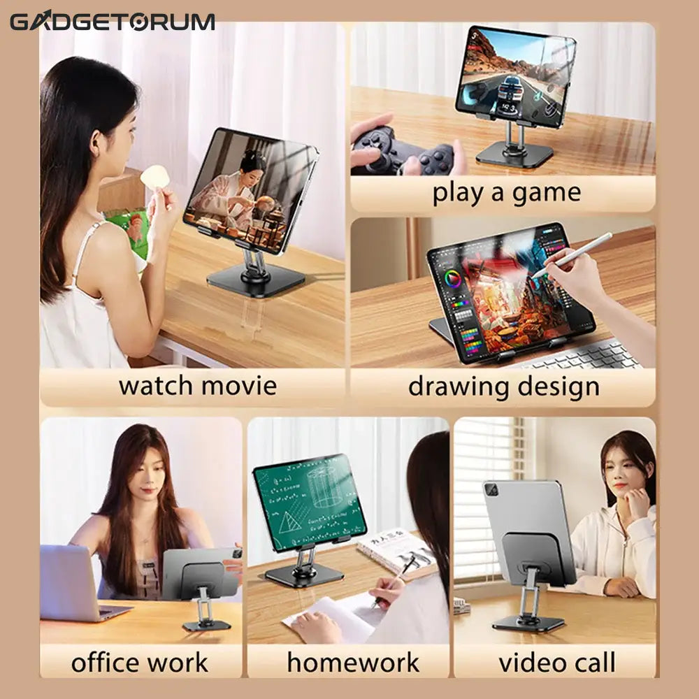 ErgoSpin 360 – Le Support de Bureau pour Tablette en Aluminium (Pivotant & Pliable)