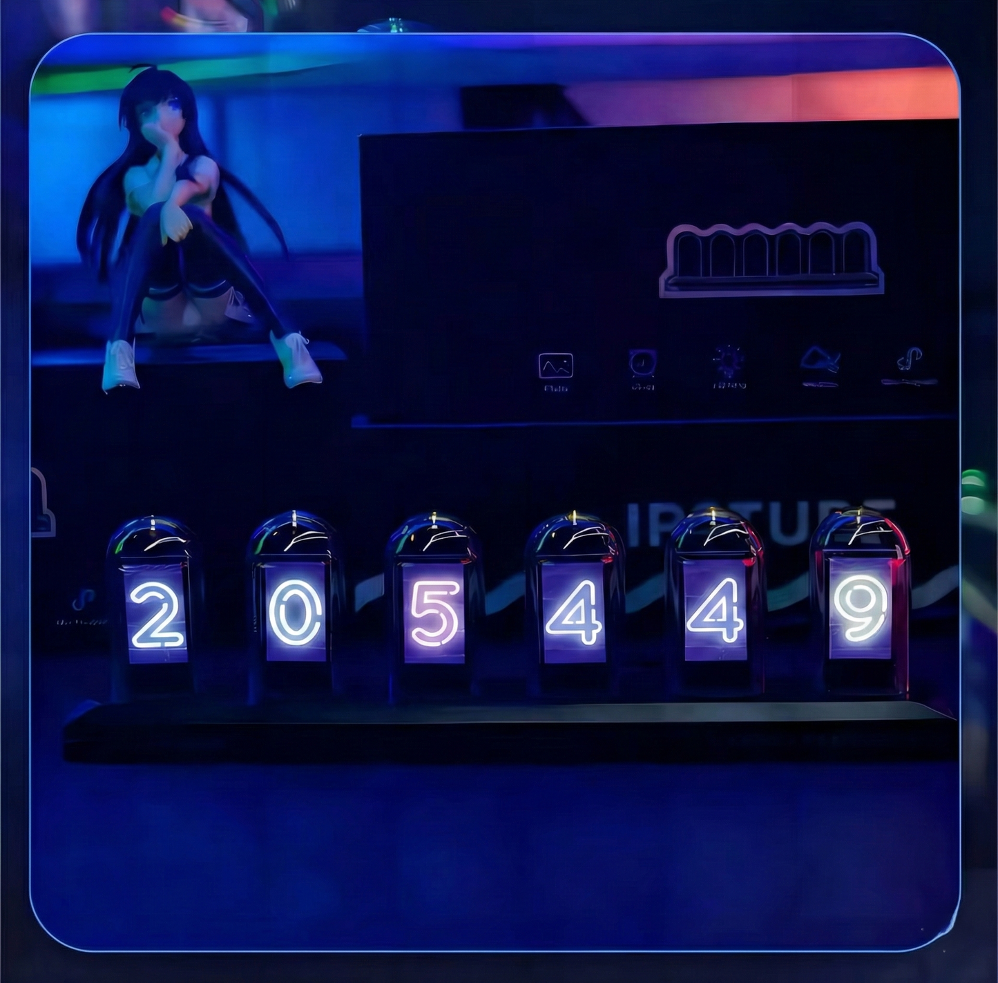 Horloge de Bureau Rétro-Futuriste : Affichage IPS Personnalisable sous Verre de Quartz