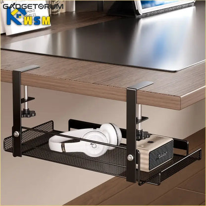 Organisateur de Câbles Sous Bureau Sans Perçage - Panier en Métal Solide