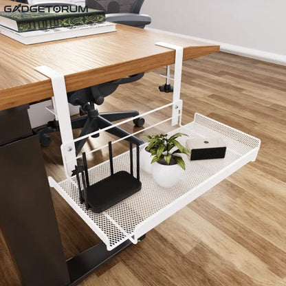 Organisateur de Câbles Sous Bureau Sans Perçage - Panier en Métal Solide