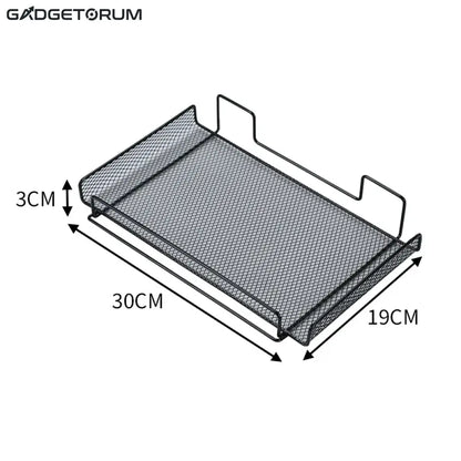 Organisateur de Câbles Sous Bureau Sans Perçage - Panier en Métal Solide