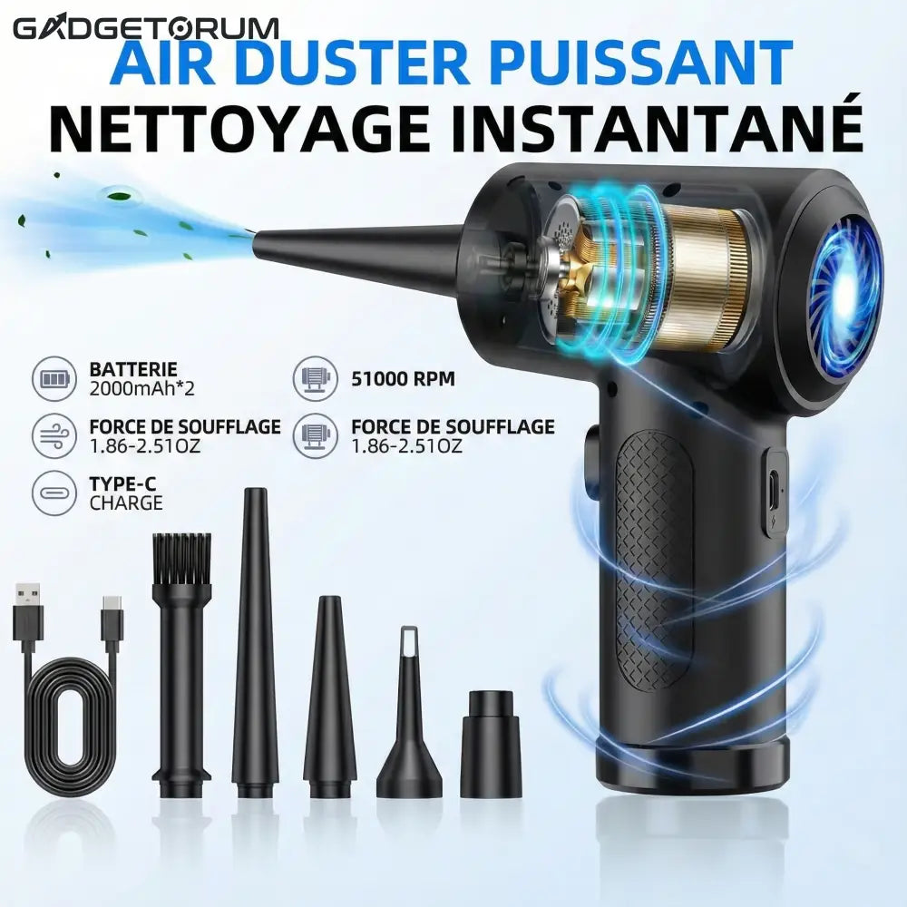 Souffleur Air Comprimé Électrique 51000 RPM: Nettoyage PC & Clavier Sans Fil