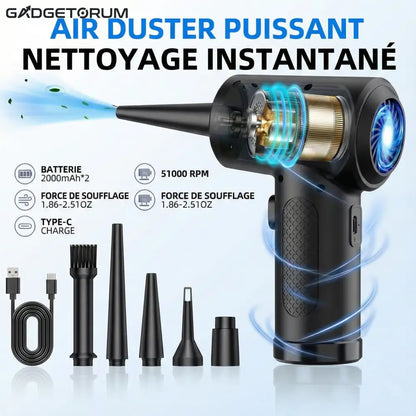 Souffleur Air Comprimé Électrique 51000 RPM: Nettoyage PC & Clavier Sans Fil