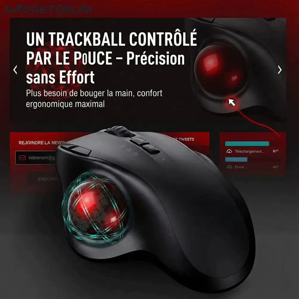 Souris Trackball Ergonomique Sans Fil: Anti-Douleur Poignet & Canal Carpien