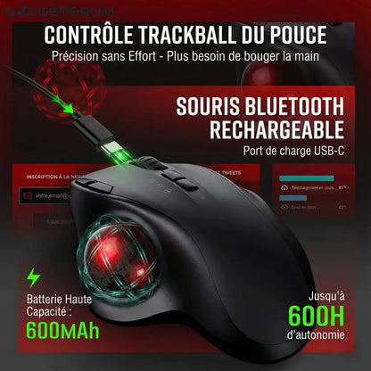 Souris Trackball Ergonomique Sans Fil: Anti-Douleur Poignet & Canal Carpien