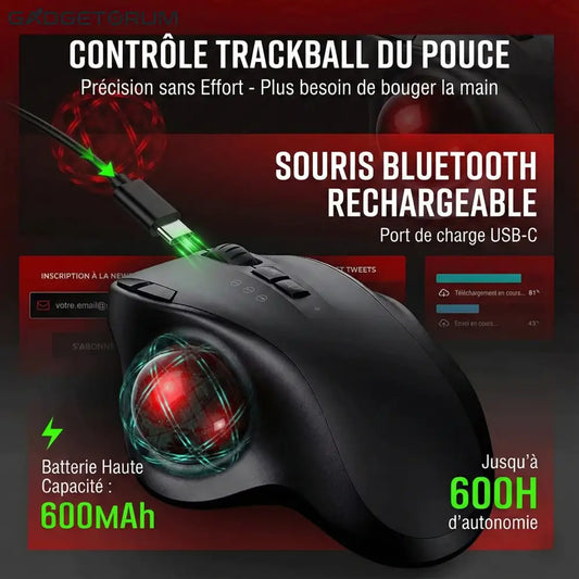Souris Trackball Ergonomique Sans Fil: Anti-Douleur Poignet & Canal Carpien